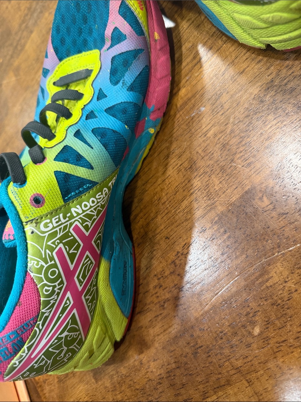Asics Women's Multicolor Running Shoes - Teal, Neon Yellow & Pink - Picture 5 of 7
